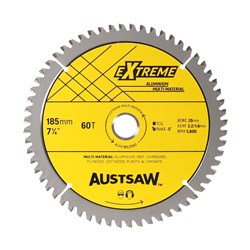 Austsaw - 185mm (7 1/4in) Aluminium Blade Triple Chip - 20/16mm Bore - 60 Teeth