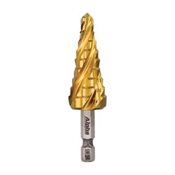1/4-3/4in 4 Flute Spiral Step Drill - Quick Release Hex Shank Carded