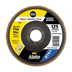Flap Disc 125mm Z60 Grit Zirconia Type 28 Flat Xtra