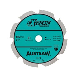 Austsaw - 185mm ( 7 1/4in) Polycrystalline Diamond Blade - 20/16mm Bore - 4PCD 4TCT Teeth