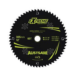 Austsaw Extreme: Wood with Nails Blade 305mm x 30 Bore x 60 T Thin Kerf