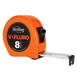 8m x 25mm V-Force Fluro Measuring Tape - Safety Orange