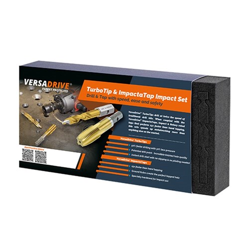 VersaDrive TurboTip Drill Bit, 6.8, 8.5, 10.5, 14mm & ImpactaTaps, M8, M10, M12, M16