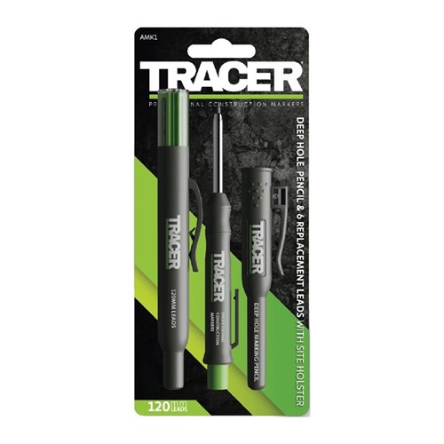 TRACER Deep Hole Construction Pencil with Replacement Lead Set  