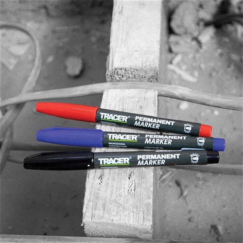 Tracer Permanent Marker Set | 4 Pack (2x Black / 1x Blue / 1x Red)