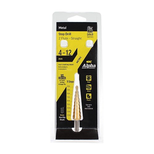 4-12mm Step Drill Carded