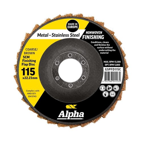 Flap Disc Surface Finishing 115mm Coarse / Brown SCM Carded (Pk 1)