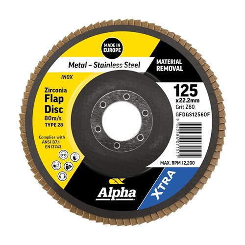 Flap Disc 125mm Z60 Grit Zirconia Type 28 Flat Xtra