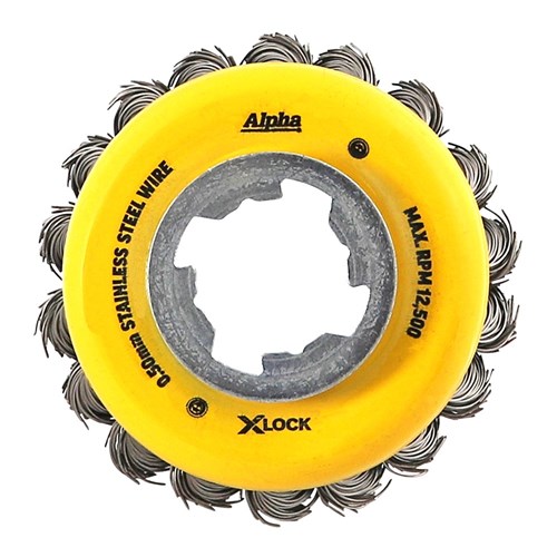 Alpha Cup Brush X-Lock 75mm Stainless Steel Wire | 0.50mm Knotted