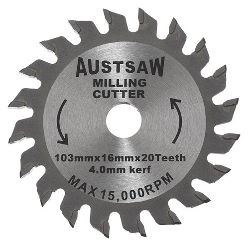 Austsaw - 103mm (4in) 4mm Milling Cutter Blade - 16mm Bore - 20 Teeth