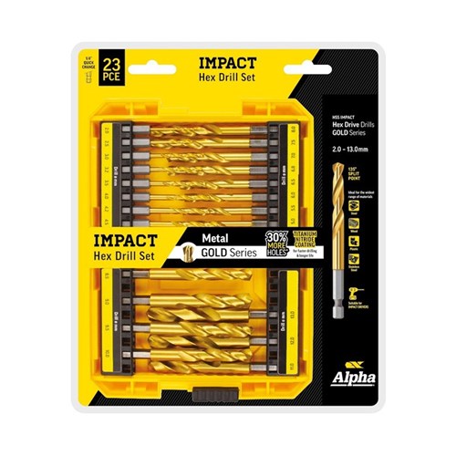 Alpha Gold Series Impact Hex Drill Set 23 Piece